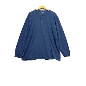 Pendleton Woolen Mills Men's Size XL Henley Blue Long Sleeve Cotton Shirt Casual